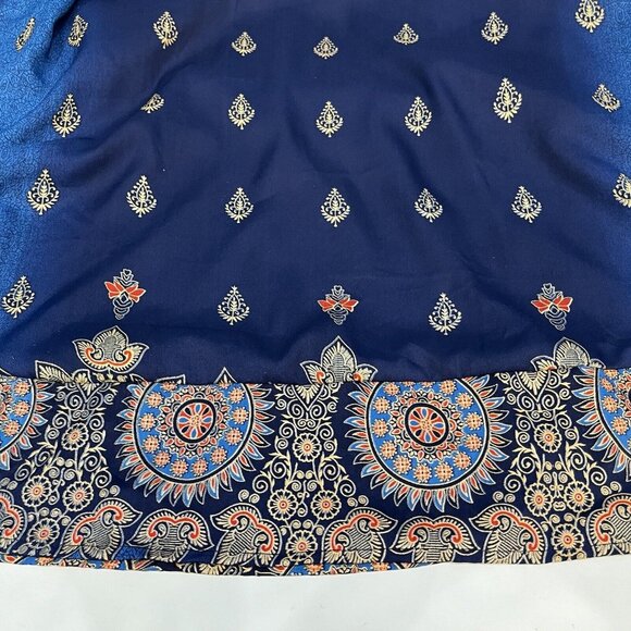 Lapogee India Blue Gold Polyester Dress New With Tags Women Size XL - Picture 14 of 16